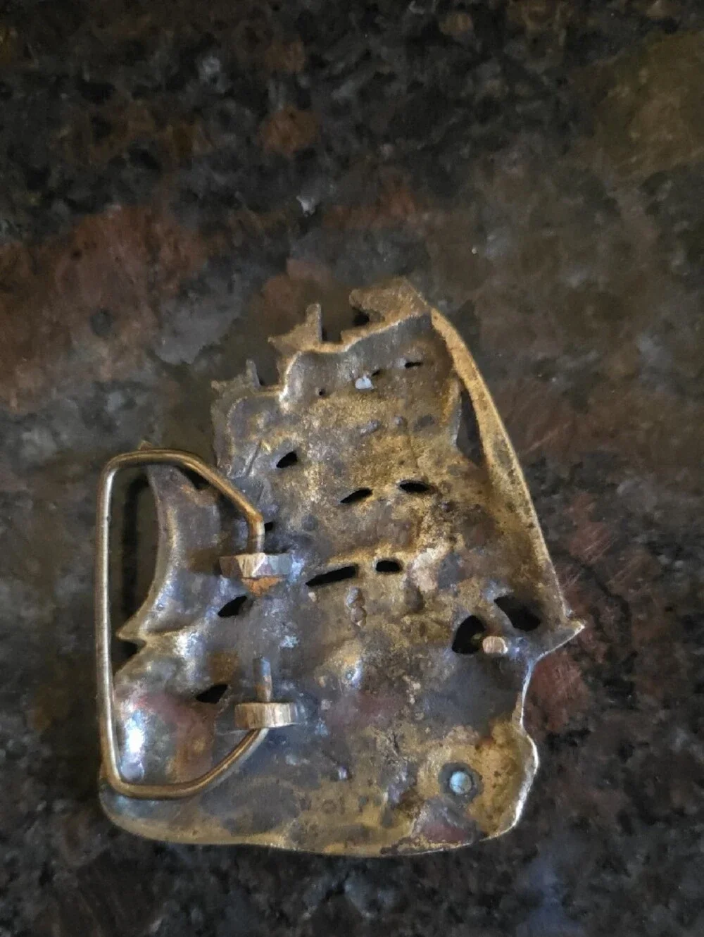 Vintage Sailing Ship Belt Buckle in Aged Gold Tone